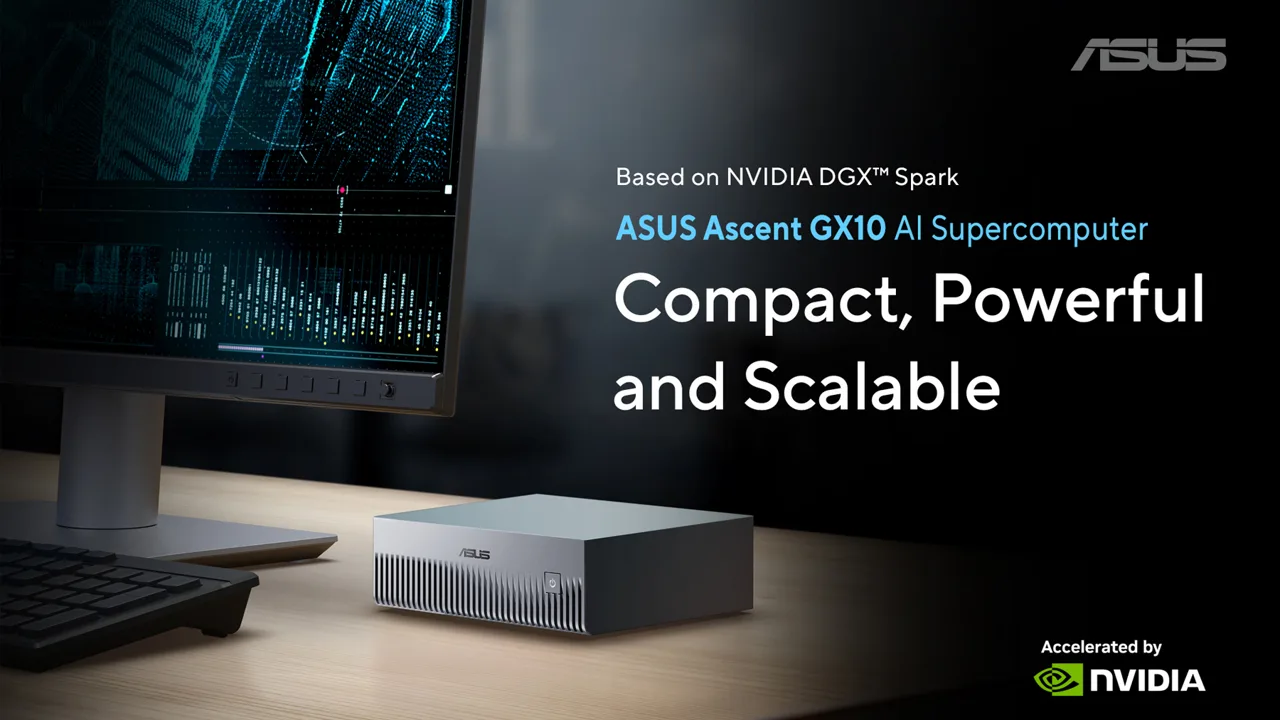 ASUS Ascent GX10 — GB10-class sovereign AI device on a desk (official ASUS image)